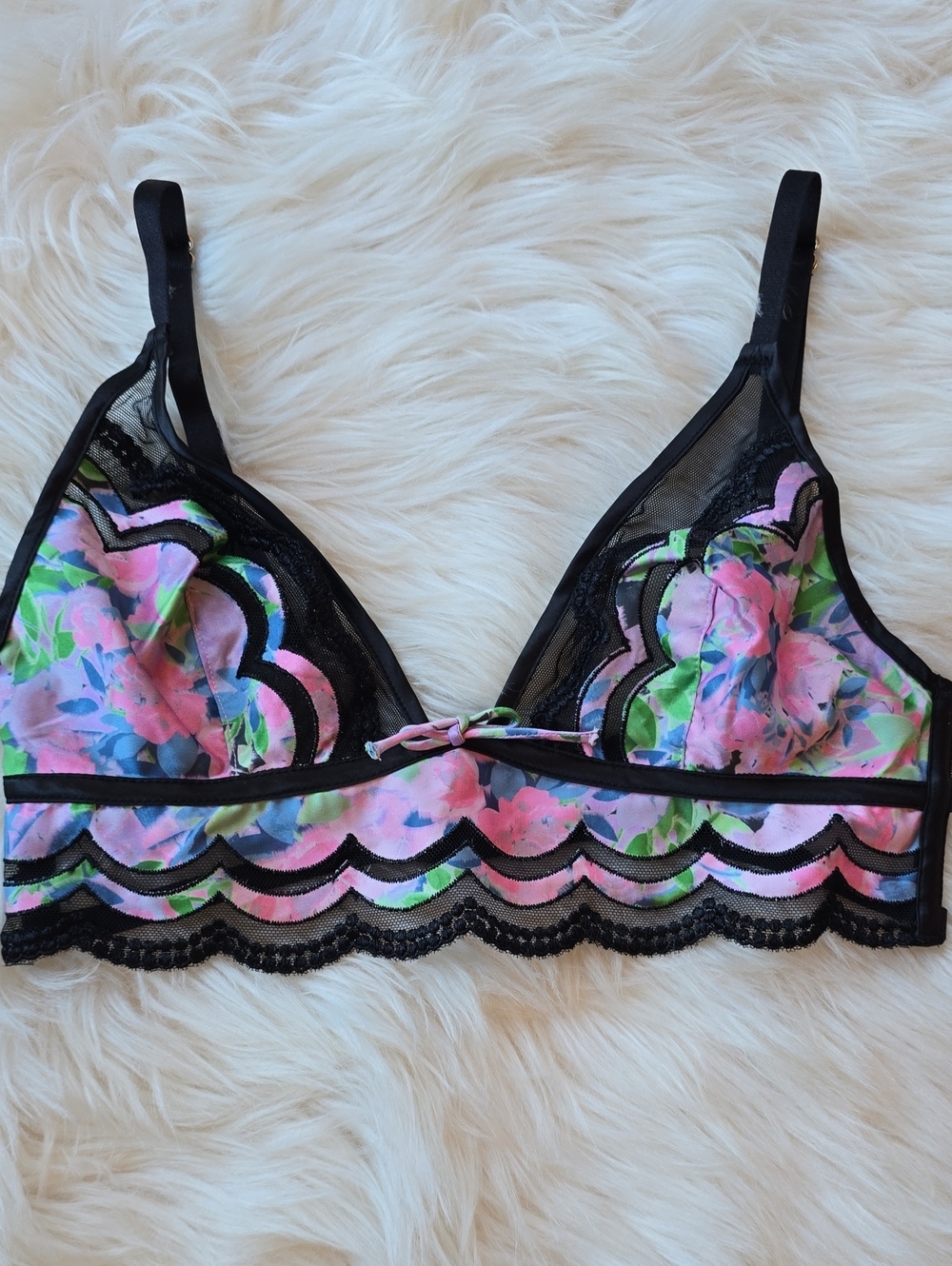 For Love & Lemons Odette Floral Triangle Bra SIZE XS